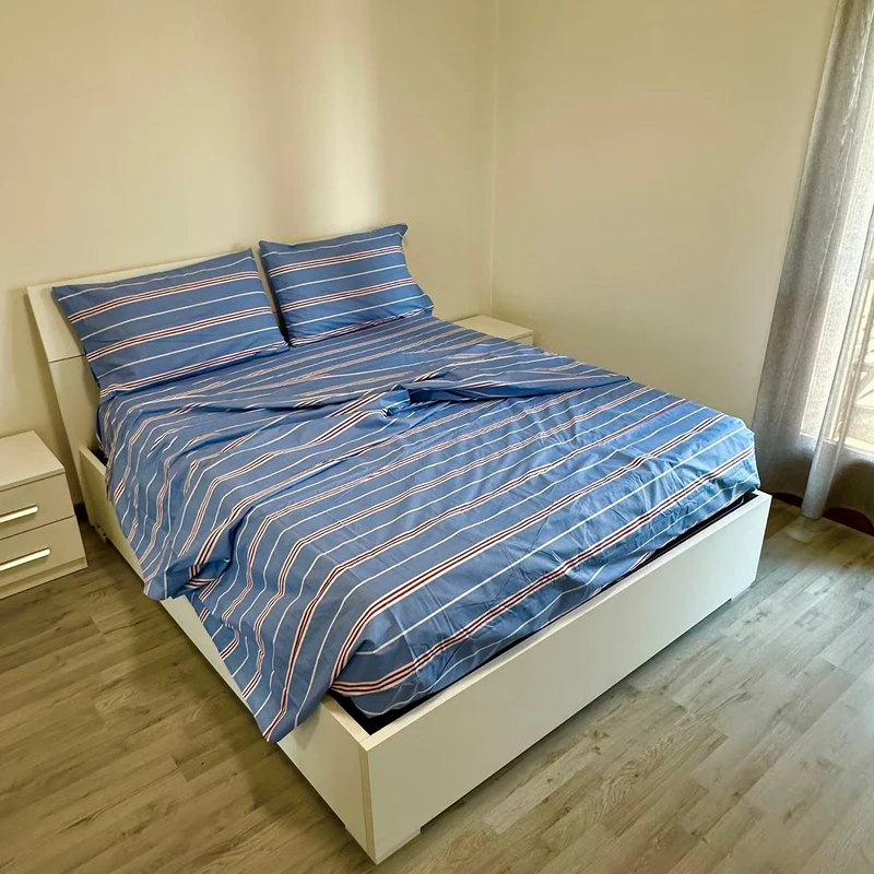 Completo Letto Matrimoniale 100% cotone Riga Blu