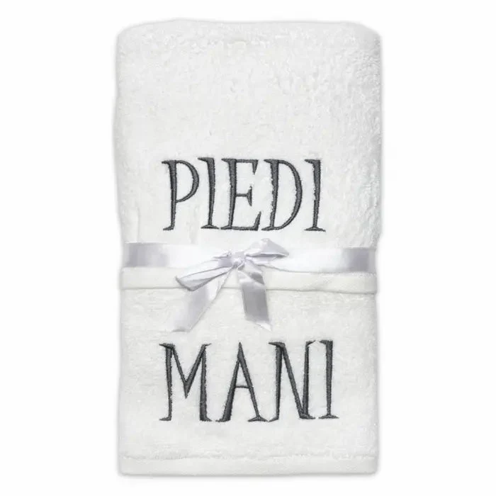 Coppia asciugamani Piedi Mani ricamati in cotone 400 g/m²