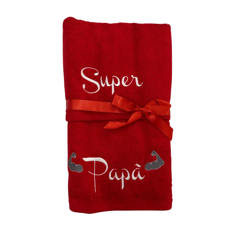 Coppia Asciugamani Rosso Ricamati in Cotone 100% – Acquista Online