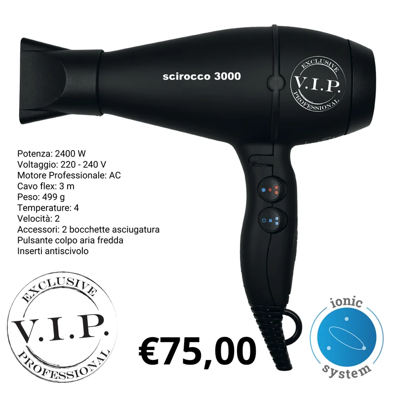 Asciugacapelli Professionale Scirocco 3000 - VIP ACCESSORI