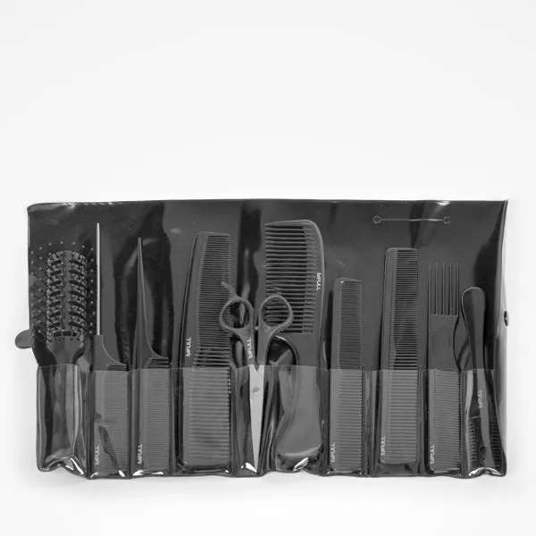 SET ASTUCCIO 8 PETTINI + FORBICI & RASOIO SUKI
