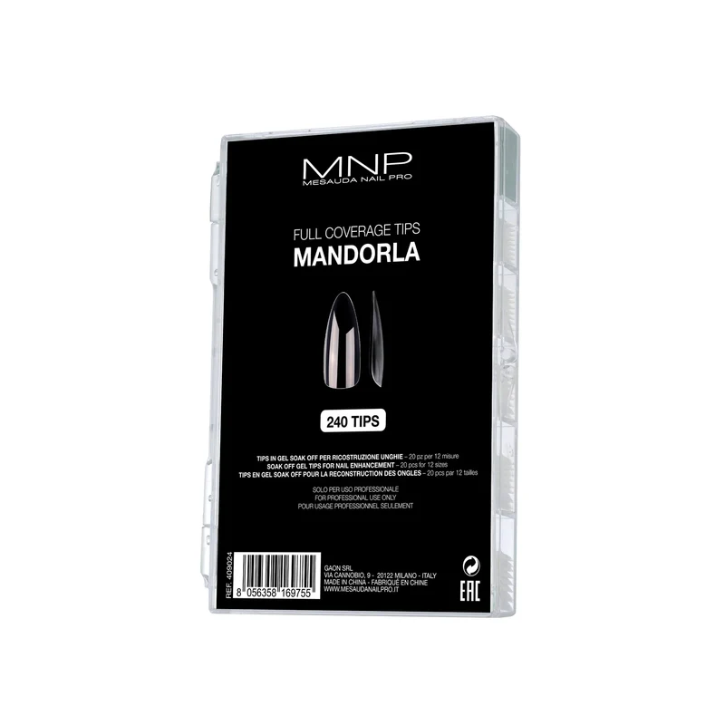 TIP IN GEL CONF. 240 PZ FULL COVERAGE FORMA MANDORLA 12 MISURE MESAUDA MNP