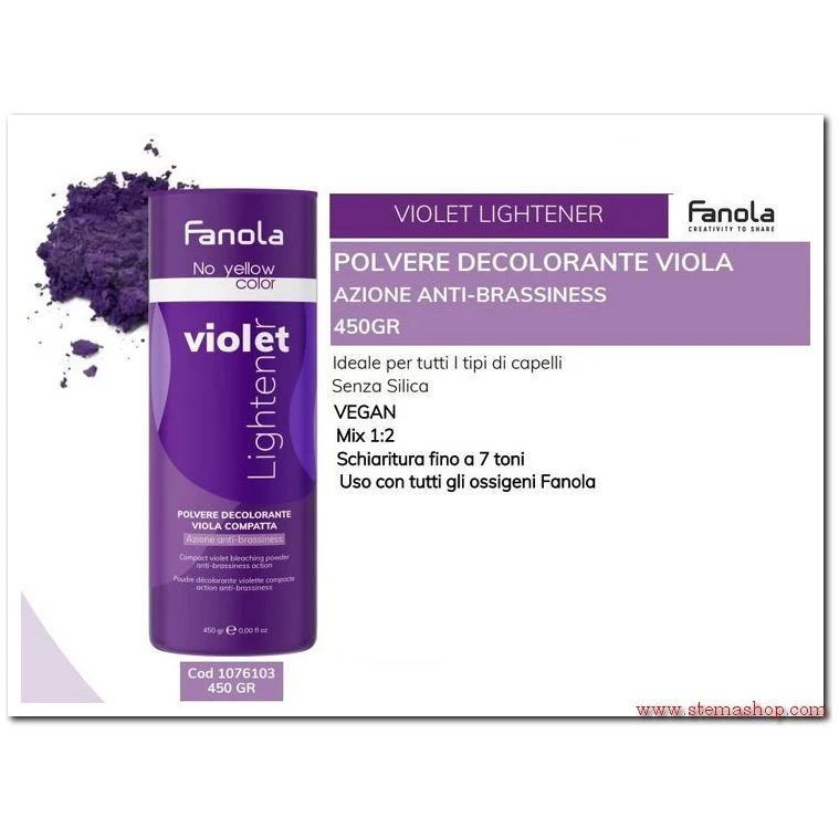 DECOLORAZIONE 7 TONI 450 G POLVERE VIOLA AD AZIONE ANTIBRASSINESS -FANOLA NO YELLOW