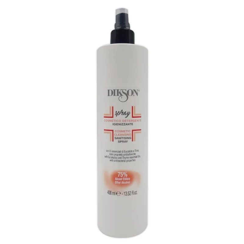 IGIENIZZANTE SPRAY ALCOOL 75% 400 ML PER MANI/CORPO TESSUTI OGGETTI E SUPERFICI - DIKSON