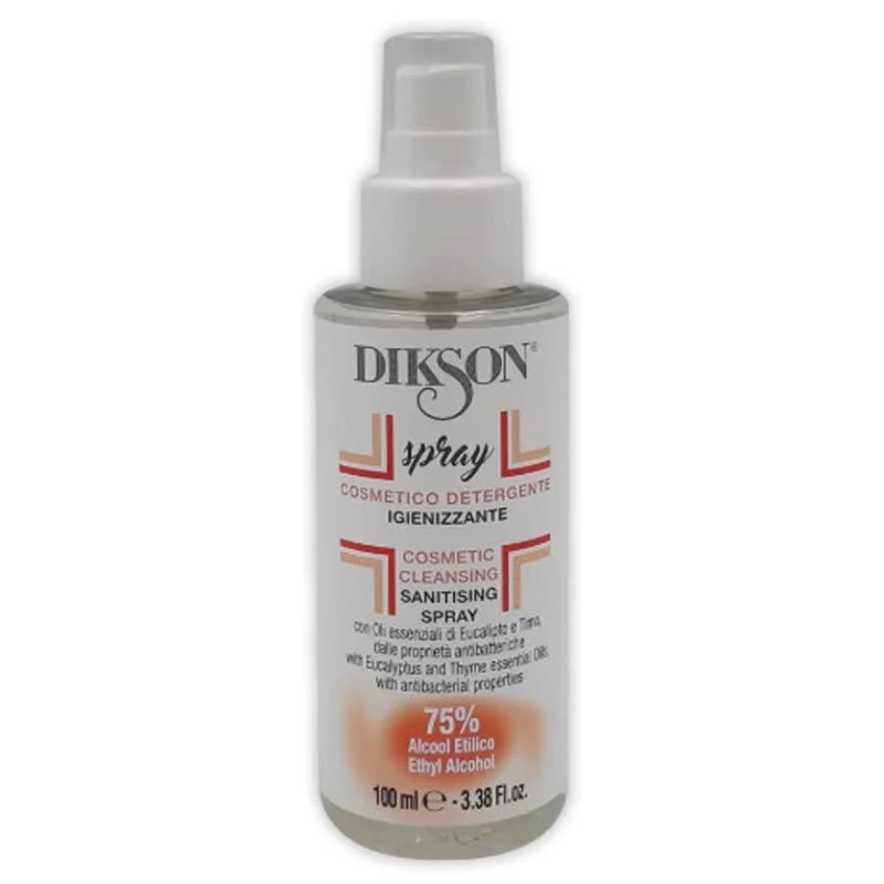 IGENIZZANTE SPRAY ALCCOL 75% 100 ML PER MANI/CORPO TESSUTI OGGETTI E SUPERFICI - DIKSON