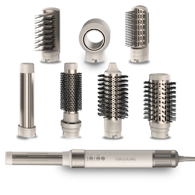Cecotec CeramicCare AirGlam Multistyler Caldo Champagne, Bianco 1400 W 1,8 m