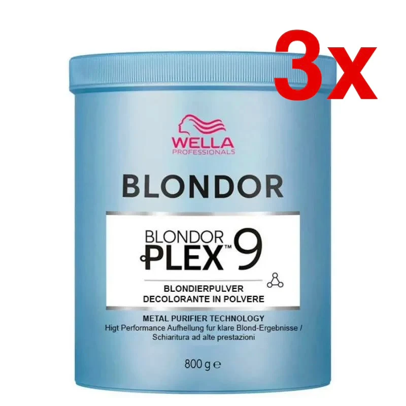 Wella Blondor Plex 9 Metal Purifier Technology 800Gr 3 Pezzi