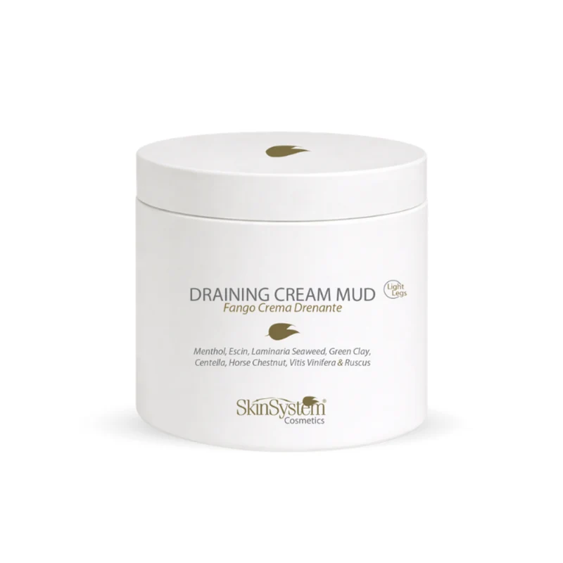 SkinSystem Draining Cream Mud 500ml – Fango Crema Drenante Senza Risciacquo per Cellulite e Ritenzione Idrica