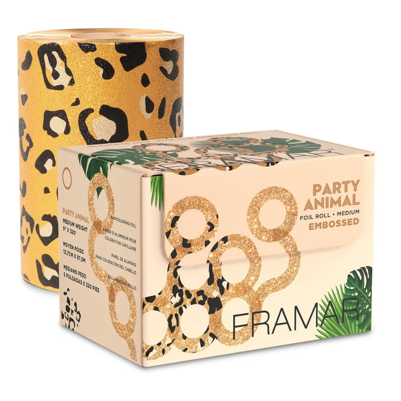 Framar Rotolo Alluminio Goffrato Party Animal Leopardato per Colorazione e Meches