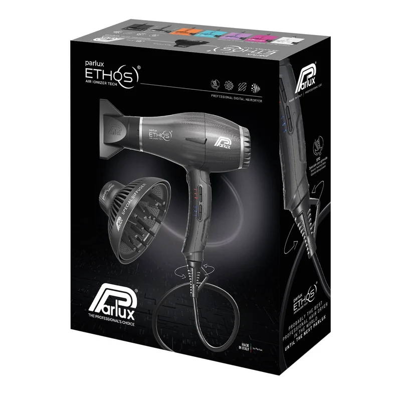 Parlux Ethos Phon Nero Con Motore Digitale 2300 Watt Con Diffusore