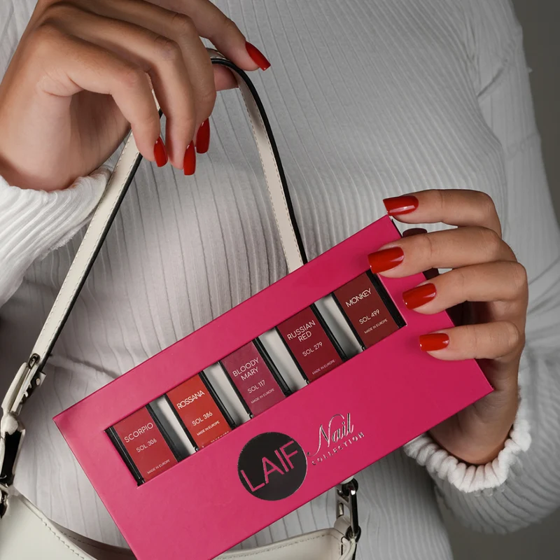 LAIF Nail Kit Soak Off Red Set Smalto Semipermanente 5 Colori