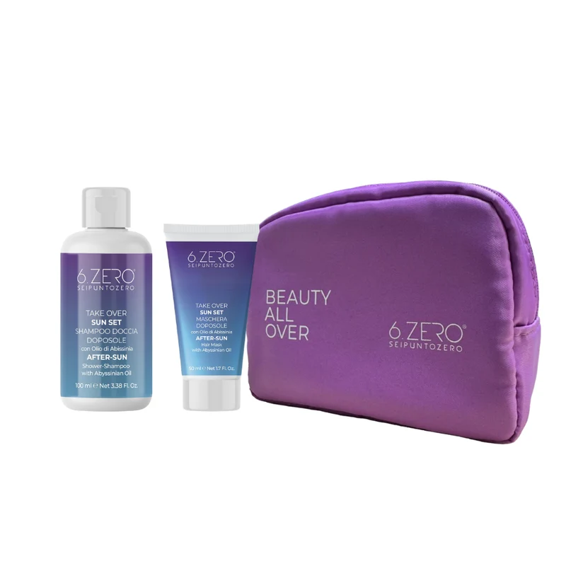 6.Zero Kit solare Take Over Sun Set Shampoo doposole + Maschera + pochette