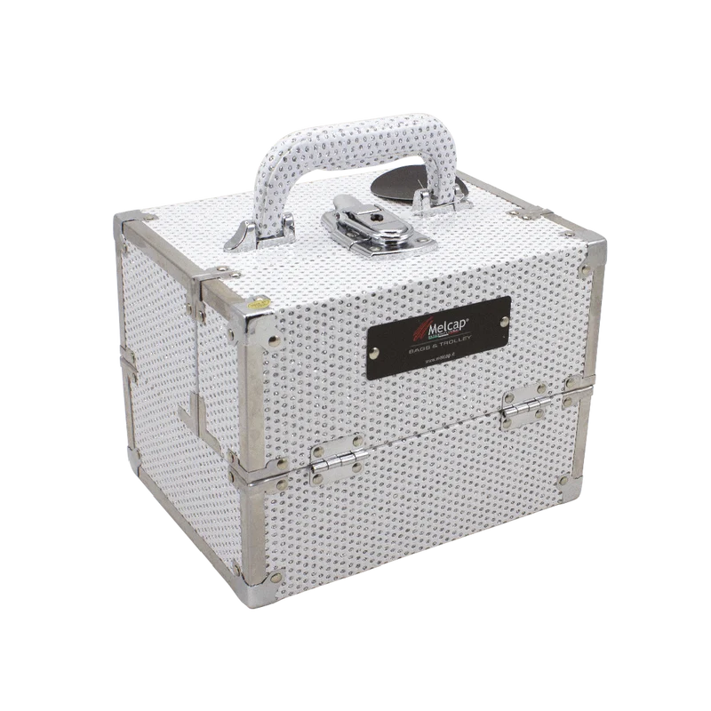 Beauty Case Mini Strass Trucchi e Manicure con ripiani scorrevoli bianco/rosa Melcap
