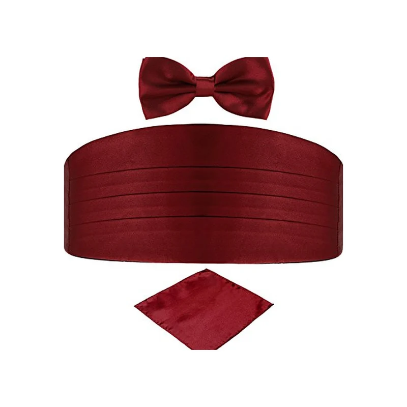 Set per Smoking Fusciacca/Pochette/Papillone di colore Bordeaux