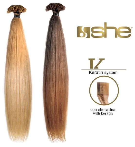 10 ciocche extension professionali a cheratina SHE 40-50 cm Capelli lisci shatush