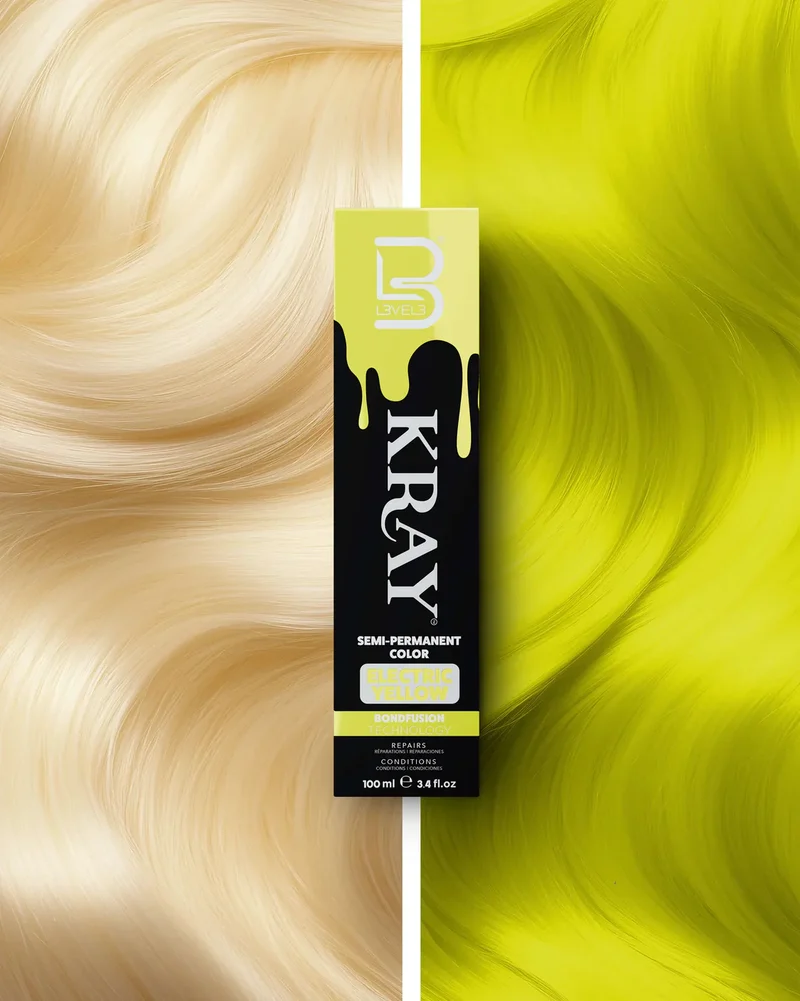 Kray Color Semi Permanente per Capelli L3VEL3 Electric Yellow 100 ml