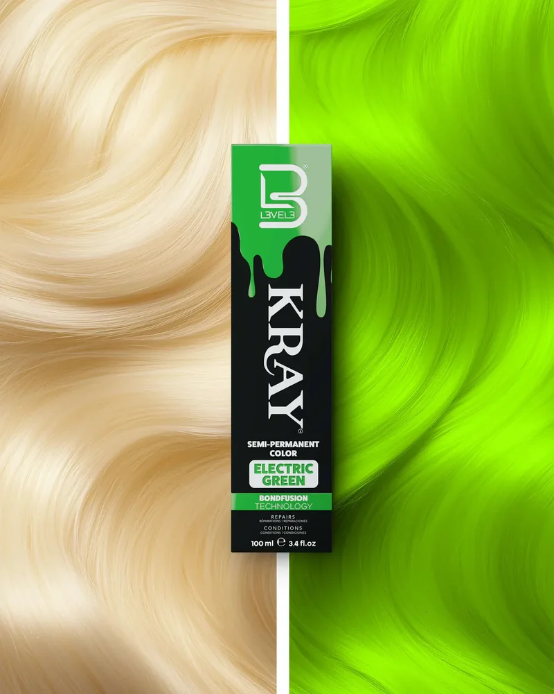 Kray Color Semi Permanente per Capelli L3VEL3 Electric Green 100 ml